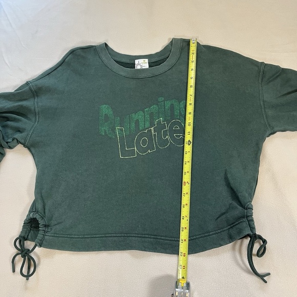 OFFLINE By Aerie Running Late Crop Top Cinch Side Crew Pullover Oversized Womens - Picture 9 of 11